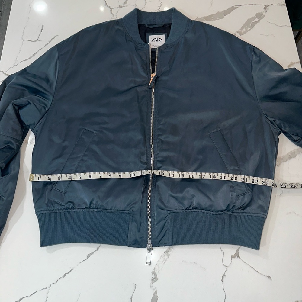 Zara Blue Zip Up Bomber Jacket With Side Pockets Size XL. In Great Condition. - Picture 5 of 13